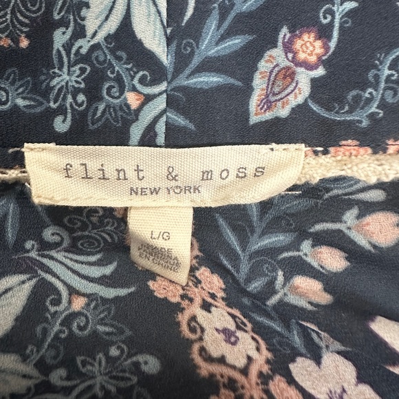 Flint & Moss Floral Front Tie with Lace trim Boho Kimono Robe Top - Picture 6 of 6